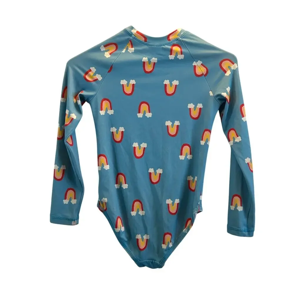 Hanna Andersson rainbow long sleeve rash guard swimsuit size 8